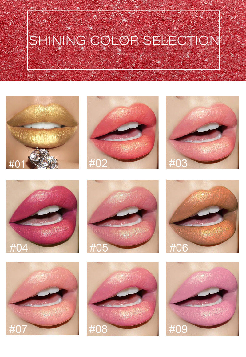 Shiny Metallic Color-Changing Lipstick – Pearlescent Gilt Finish with Temperature-Reactive Tint