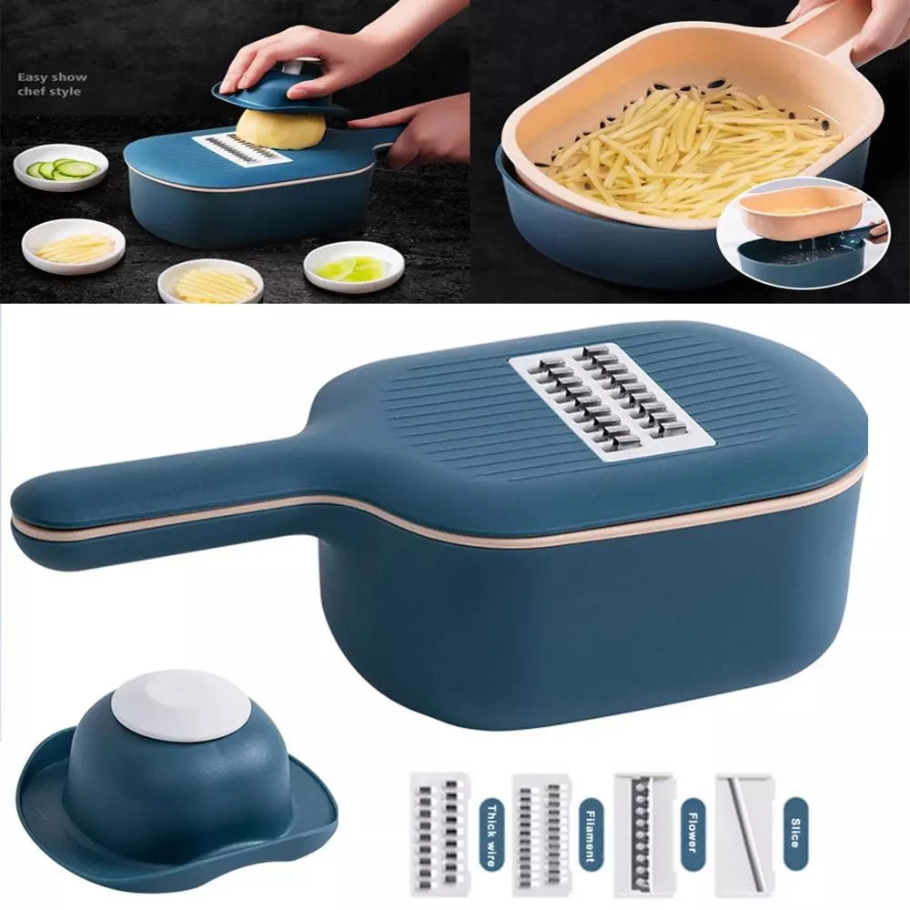 Multi-Functional Vegetable Cutter & Slicer – 5-in-1 Kitchen Tool with Grater, Peeler & Slicing Blades