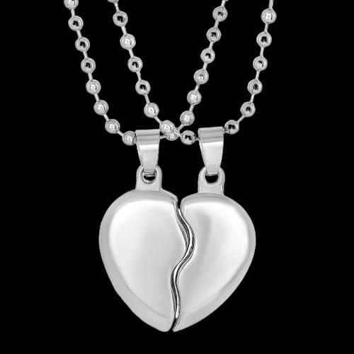 Silver Plated Couple Pendant Set – Matching Love Necklaces for Him & Her