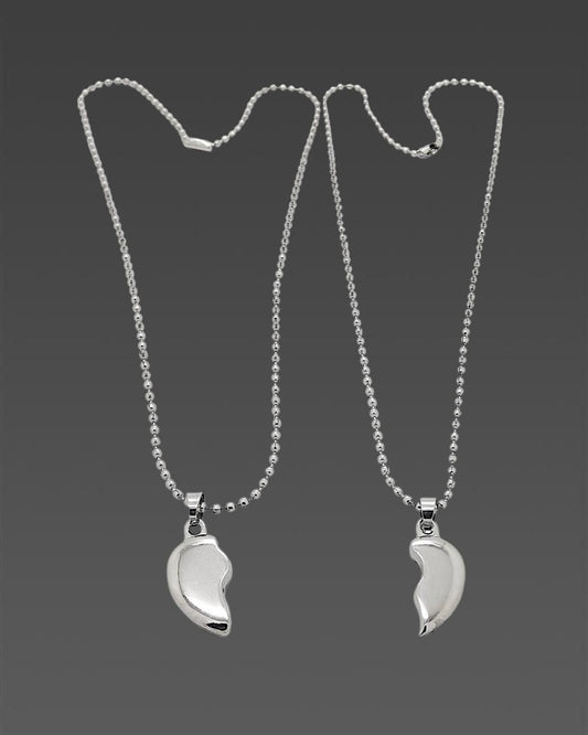 Silver Plated Couple Pendant Set – Matching Love Necklaces for Him & Her