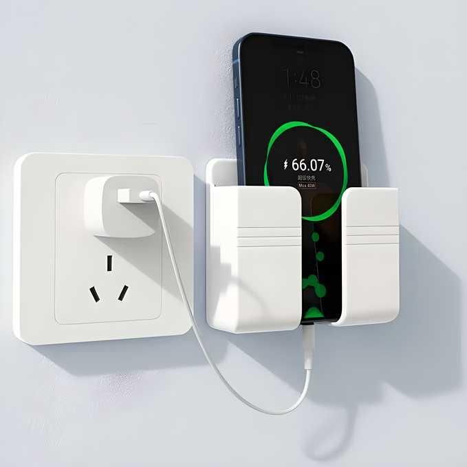 Wall Mounted Mobile Phone Holder with Adhesive Strips – Charging Dock Stand for All Smartphones