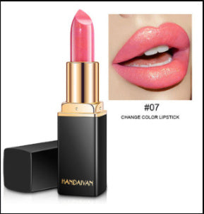 Shiny Metallic Color-Changing Lipstick – Pearlescent Gilt Finish with Temperature-Reactive Tint