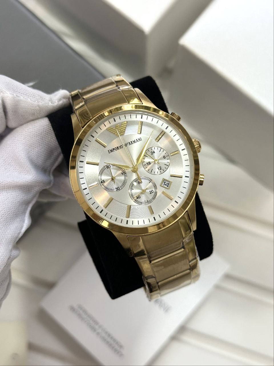 Emporio Armani Men's Royal Gold Stainless Steel Watch with White Dial