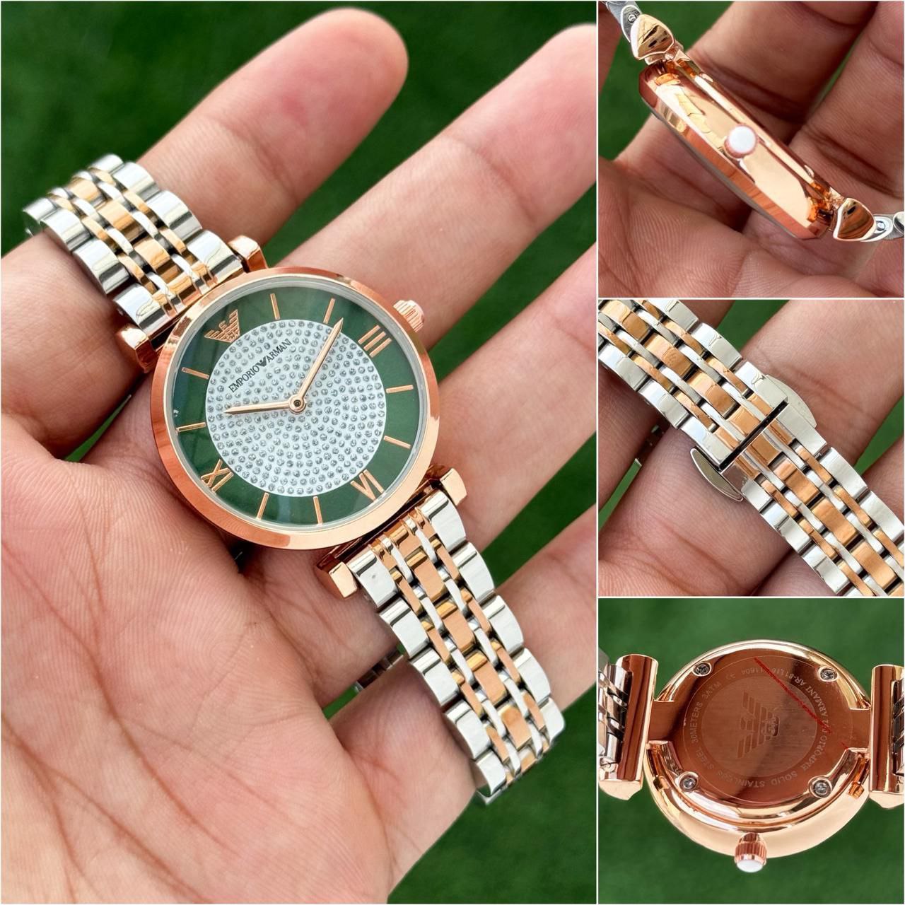 Emporio Armani Women’s Slim Green & White Dial Watch