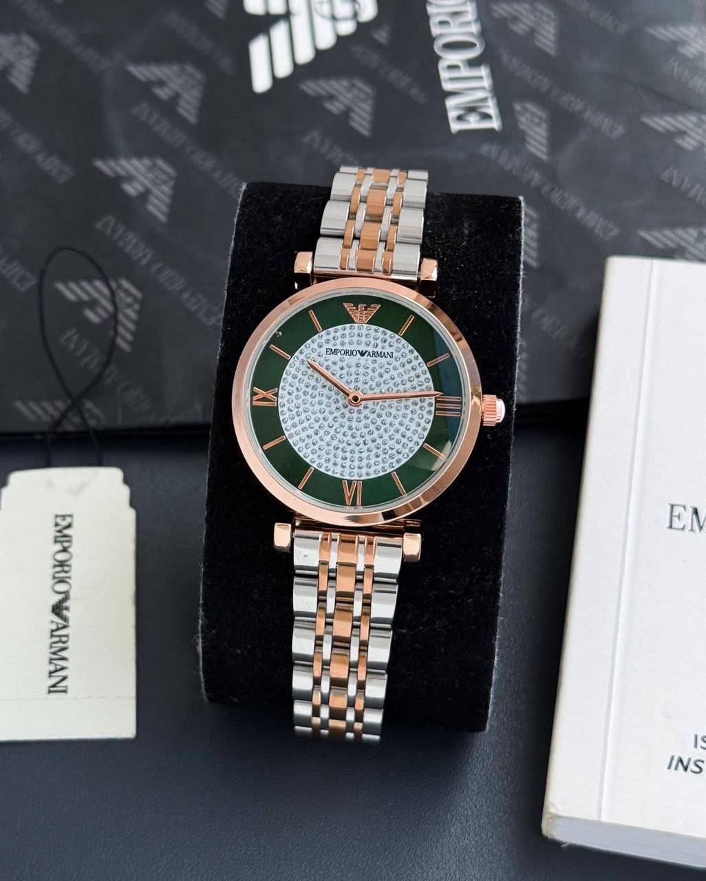 Emporio Armani Women’s Slim Green & White Dial Watch