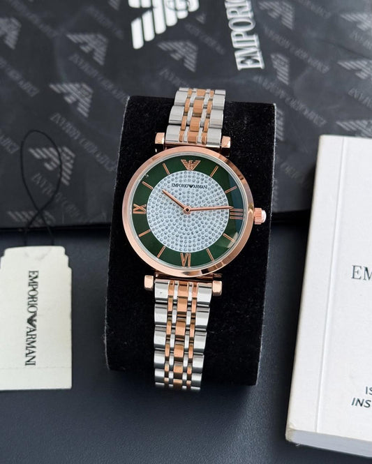 Emporio Armani Women’s Slim Green & White Dial Watch