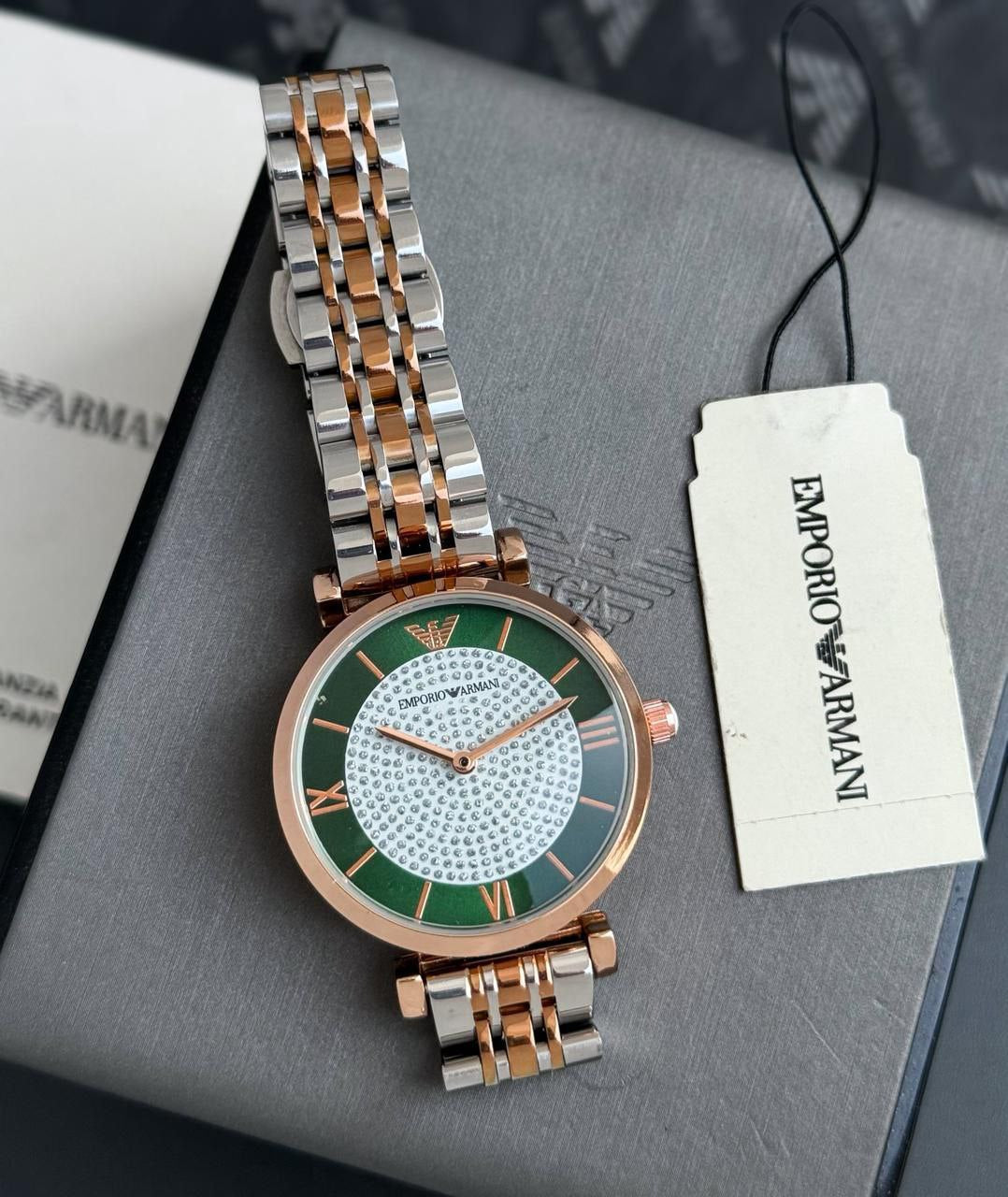 Emporio Armani Women’s Slim Green & White Dial Watch