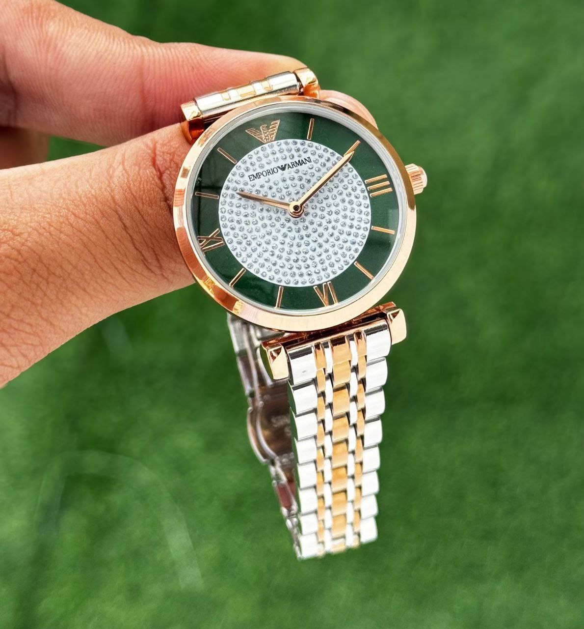 Emporio Armani Women’s Slim Green & White Dial Watch