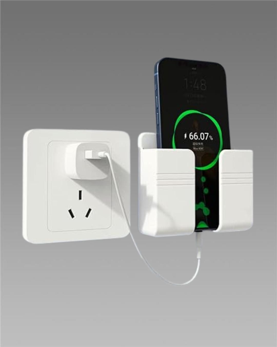 Wall Mounted Mobile Phone Holder with Adhesive Strips – Charging Dock Stand for All Smartphones