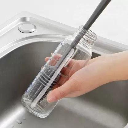 Silicone Bottle Cleaning Brush with Long Handle – Flexible, Non-Scratch Brush for Bottles, Jars &amp; Tumblers