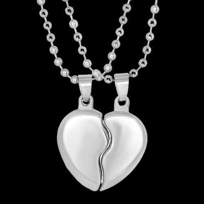 Silver Plated Couple Pendant Set – Matching Love Necklaces for Him & Her