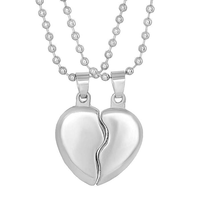 Silver Plated Couple Pendant Set – Matching Love Necklaces for Him & Her