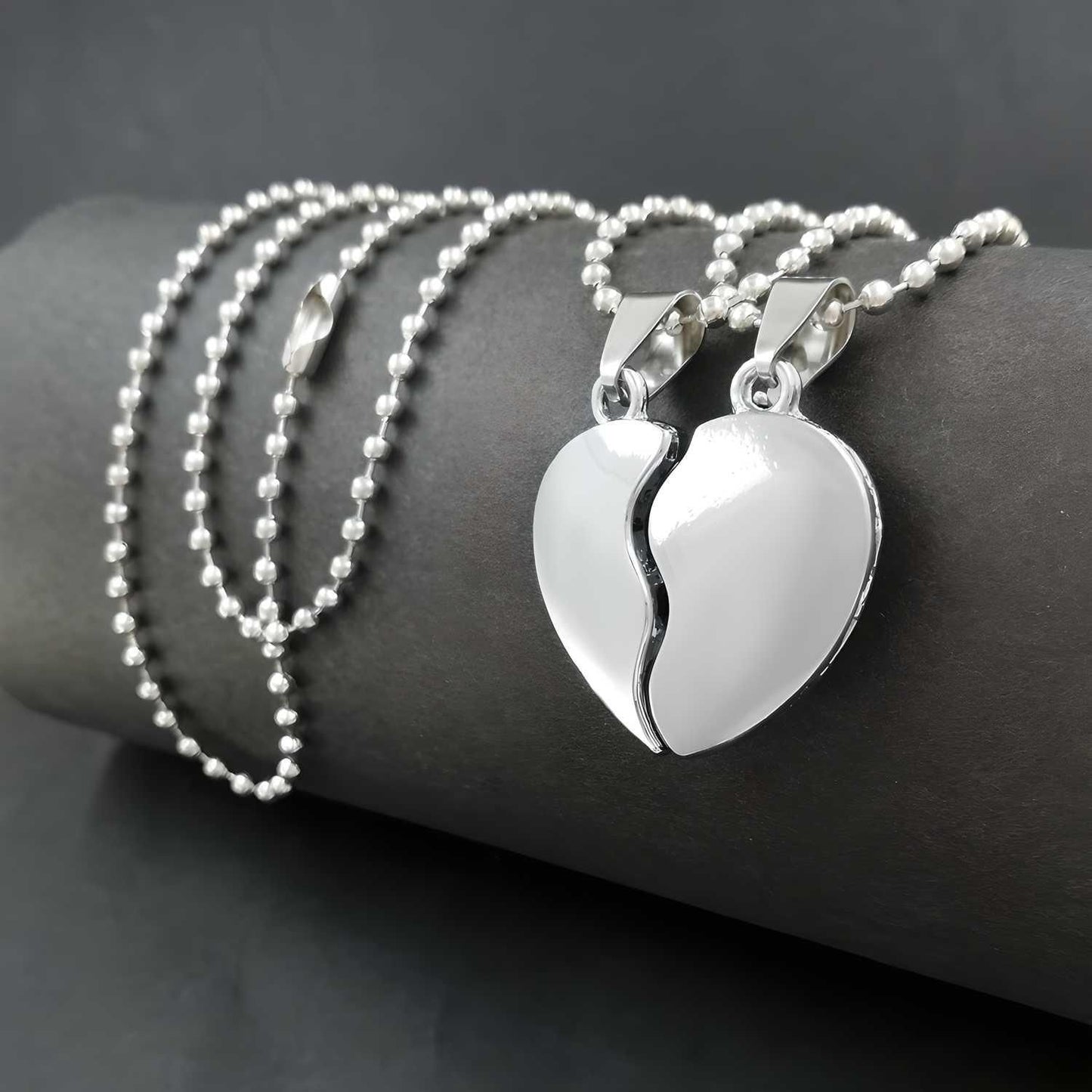 Silver Plated Couple Pendant Set – Matching Love Necklaces for Him & Her