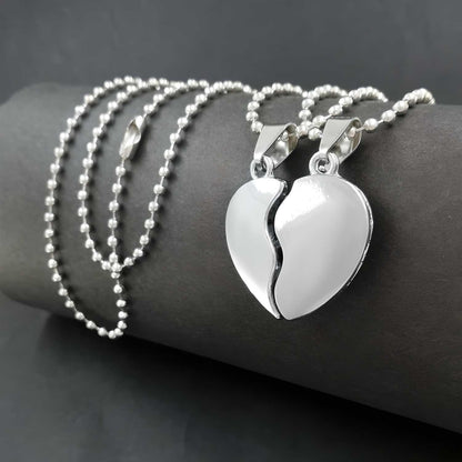 Silver Plated Couple Pendant Set – Matching Love Necklaces for Him & Her