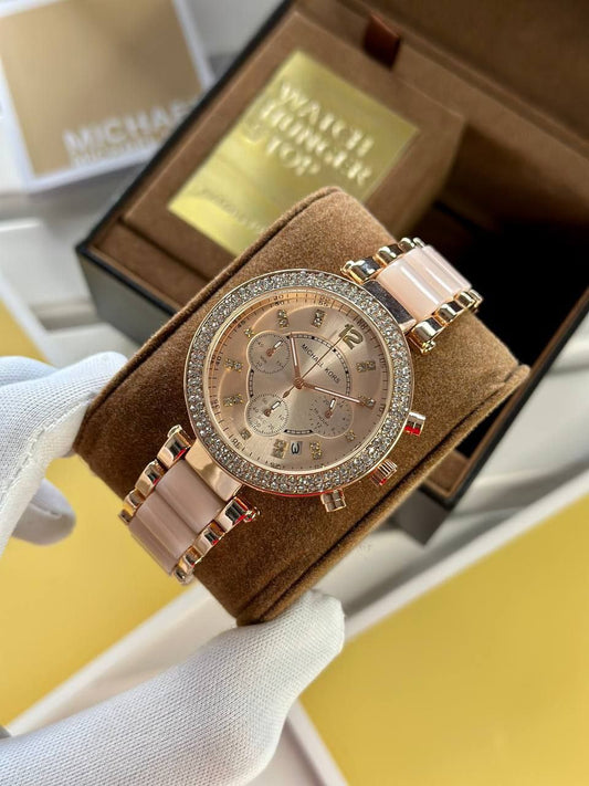 Michael Kors MK5774 – Luxury White & Gold Women’s Chronograph Watch