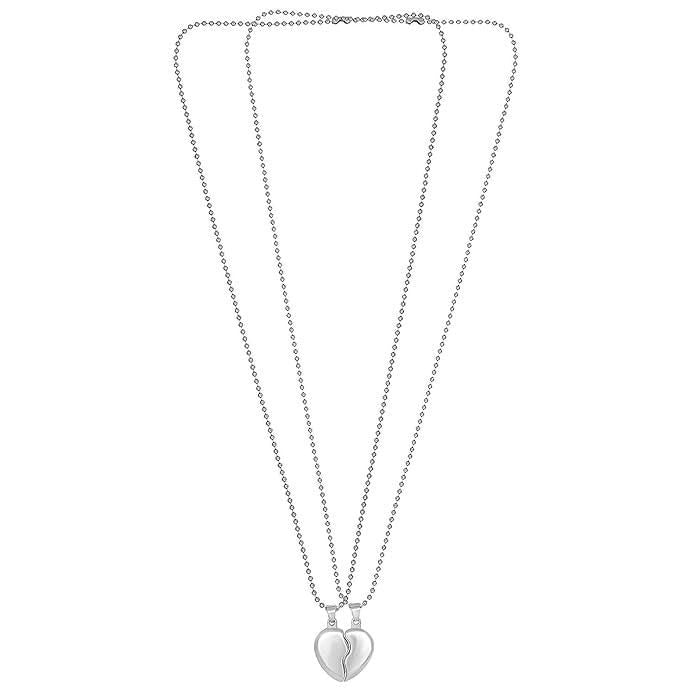 Silver Plated Couple Pendant Set – Matching Love Necklaces for Him & Her