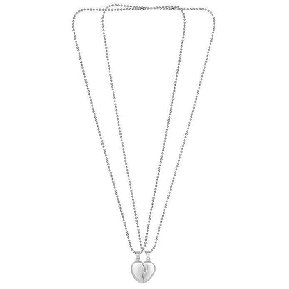 Silver Plated Couple Pendant Set – Matching Love Necklaces for Him & Her