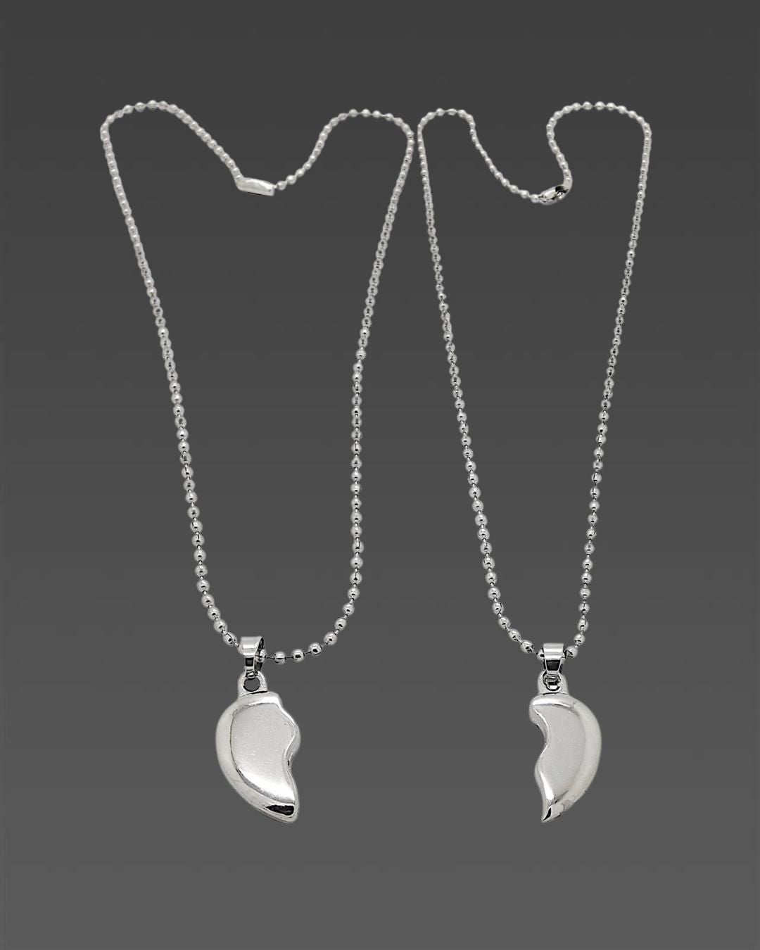 Silver Plated Couple Pendant Set – Matching Love Necklaces for Him & Her