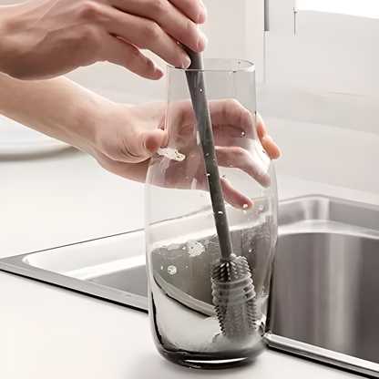 Silicone Bottle Cleaning Brush with Long Handle – Flexible, Non-Scratch Brush for Bottles, Jars &amp; Tumblers
