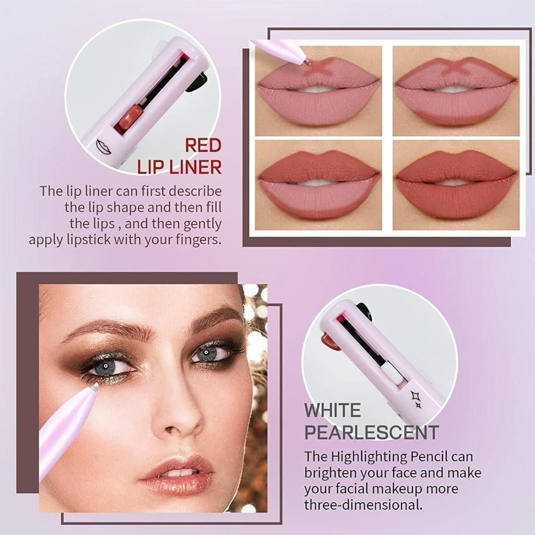 5-in-1 Travel Makeup Brush Set with Built-in Mirror Case – Portable Beauty Kit for Face &amp; Eye Makeup