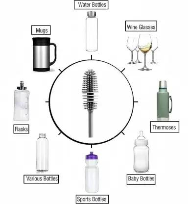 Silicone Bottle Cleaning Brush with Long Handle – Flexible, Non-Scratch Brush for Bottles, Jars &amp; Tumblers