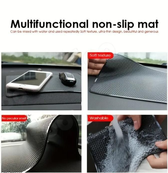 Non-Slip Silicone Car Dashboard Mat – Heat Resistant Anti-Slip Pad for Phones, Keys & Sunglasses