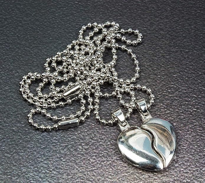 Silver Plated Couple Pendant Set – Matching Love Necklaces for Him & Her