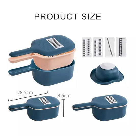 Multi-Functional Vegetable Cutter & Slicer – 5-in-1 Kitchen Tool with Grater, Peeler & Slicing Blades