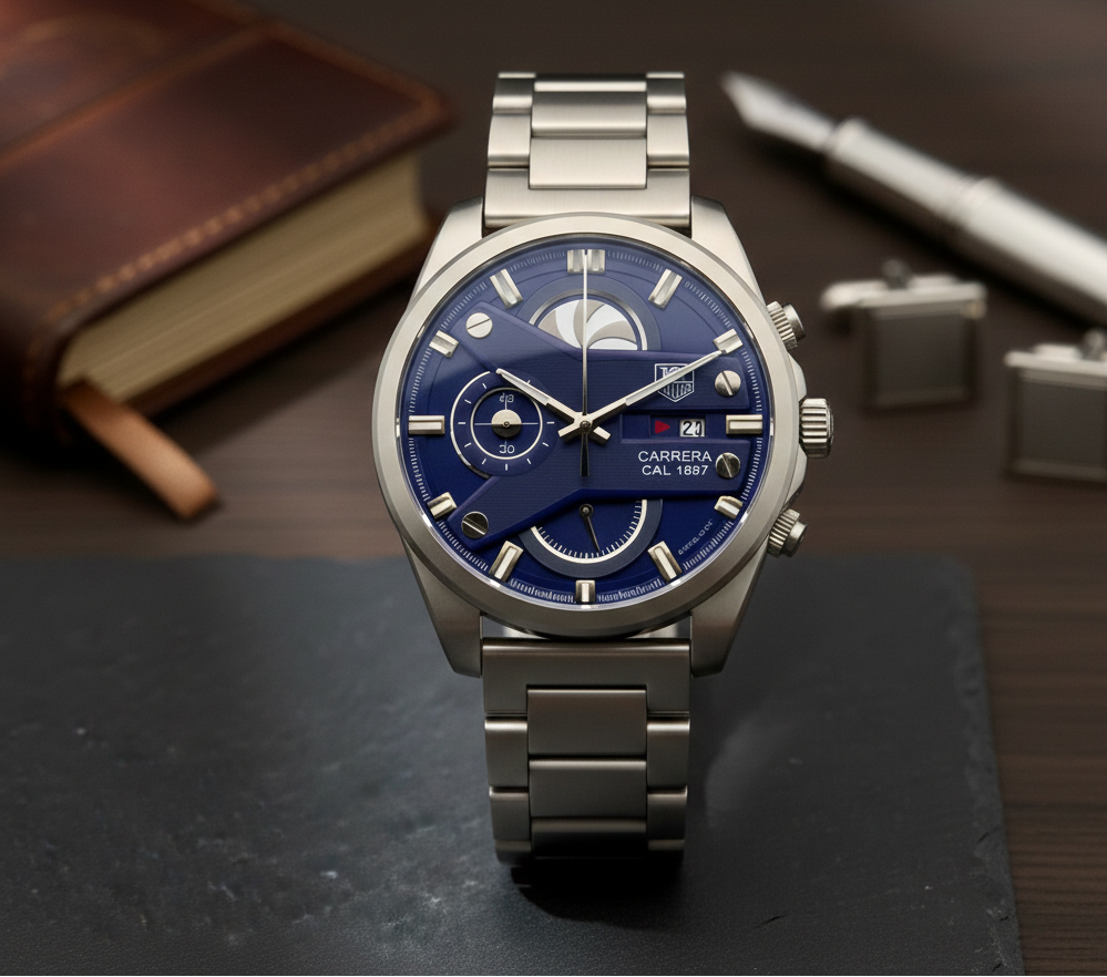 Tag Heuer Carrera CR7 Silver Watch with Blue Dial – 7AA Premium Edition